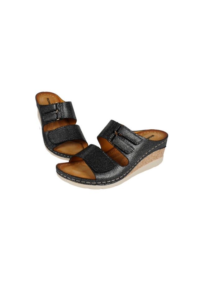 ROMIKA - 117-351 Romika Ladies Wedge Heel Sandals605 Black - Image 1