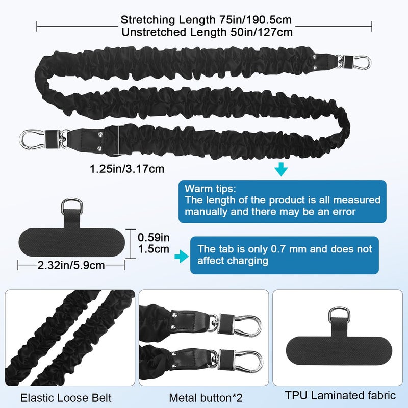 WENANA Cell Phone Lanyards Phone Strap Crossbody Compatible with Most Smart Phones for the lanyard for phone Badge and Keys (Black 50 inch) - Image 2