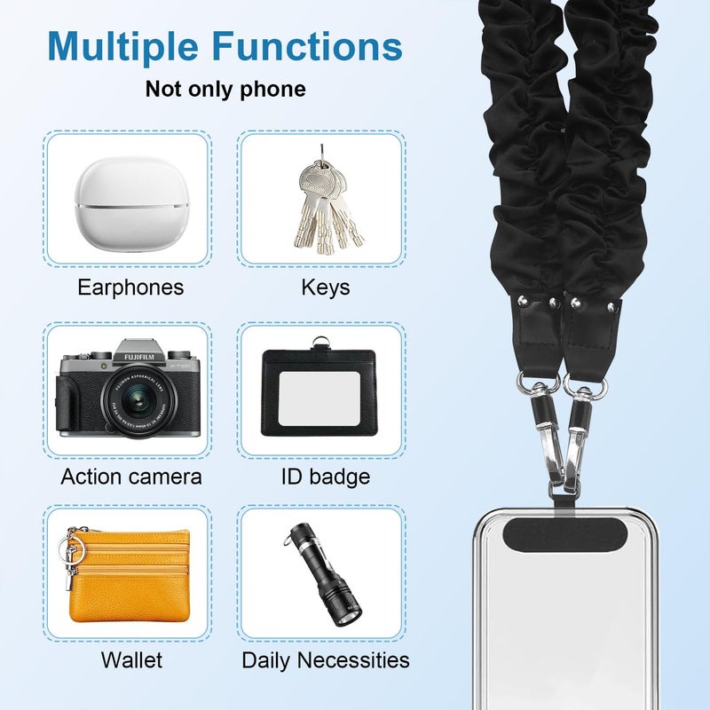 WENANA Cell Phone Lanyards Phone Strap Crossbody Compatible with Most Smart Phones for the lanyard for phone Badge and Keys (Black 50 inch) - Image 5