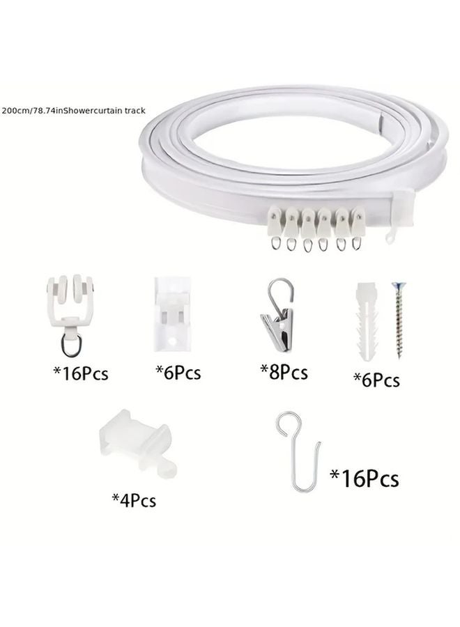 Adjustable Curved Ceiling Curtain Track 300cm Set For Indoor Partitions Showers RVs - Image 3