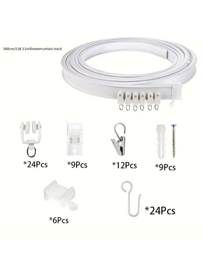 Adjustable Curved Ceiling Curtain Track 300cm Set For Indoor Partitions Showers RVs - Image 5
