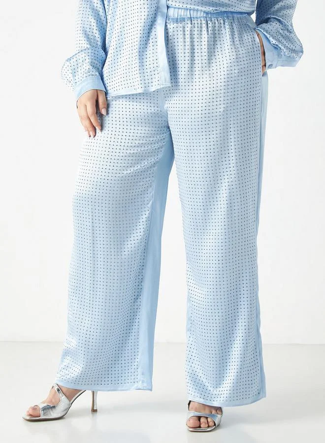 2Xtremz 2Xtremz Embellished Wide Leg Pants with Elasticised Waistband and Pockets