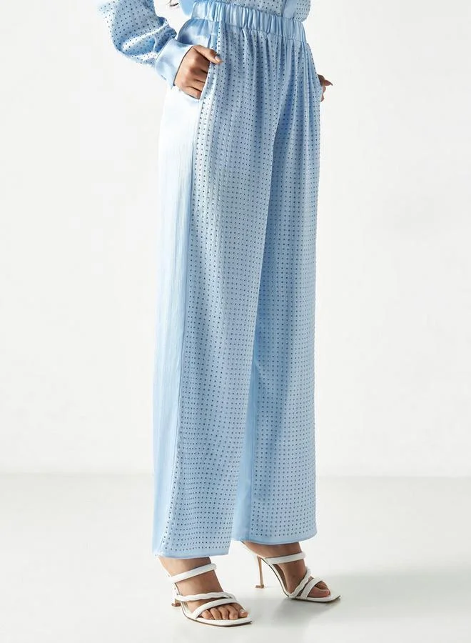 2Xtremz 2Xtremz Embellished Wide Leg Pants with Elasticised Waistband and Pockets