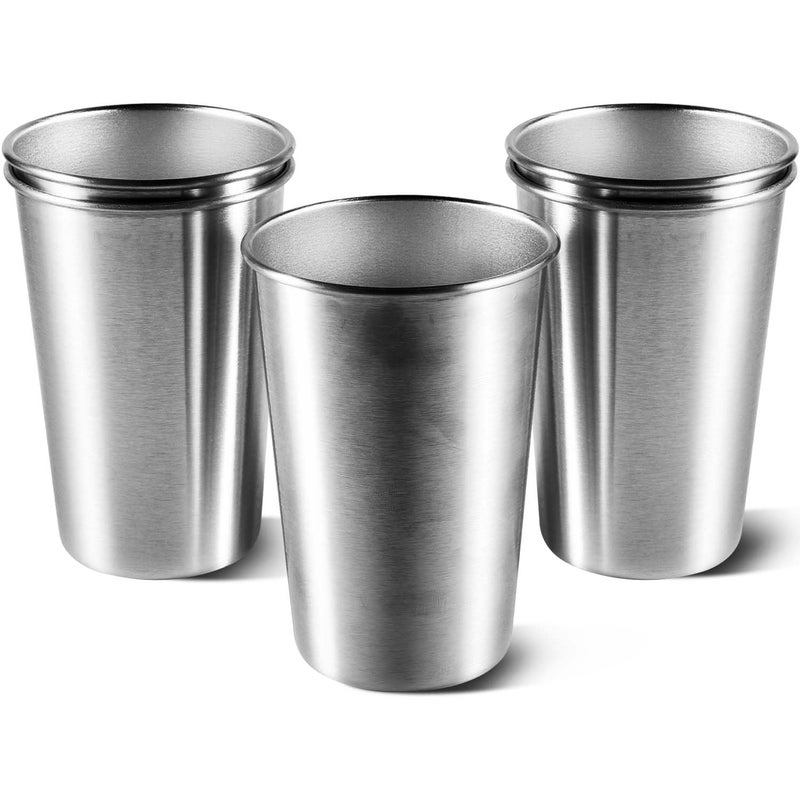 KISEER 5 Pack 16 Ounce Stainless Steel Pint Cups Shatterproof Cup Tumblers Unbreakable Metal Drinking Glasses for Bar, Home, Restaurant - Image 1