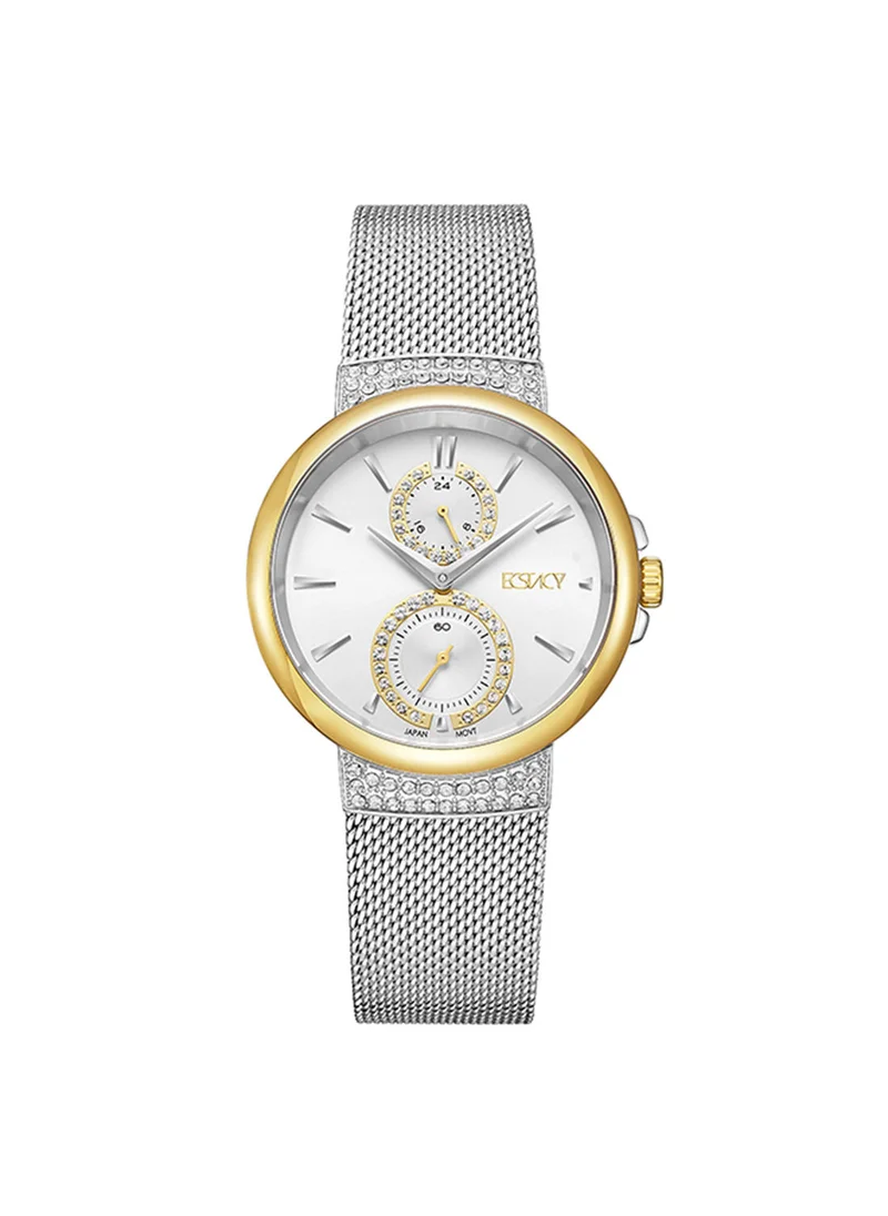 ECSTACY Women's Chronograph Round Shape Stainless Steel Wrist Watch E23603-TMSS - 38 Mm