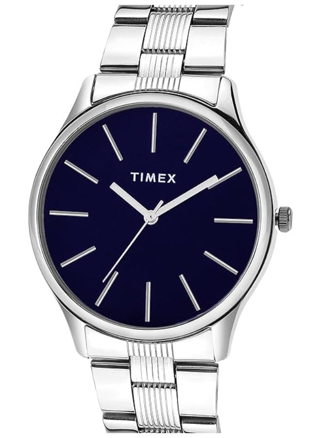 تيميكس ساعة يد TIMEX للرجال، عقارب، بمينا دائري أزرق وسوار من الفولاذ المقاوم للصدأ باللون الفضي - مقاومة للماء - طراز TWTG73SMU01 - Image 2