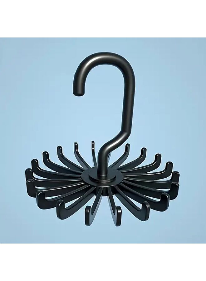Black Rotating Tie Rack 20 Claw Space Saving Organizer for Ties Scarves Belts Bags - Image 2