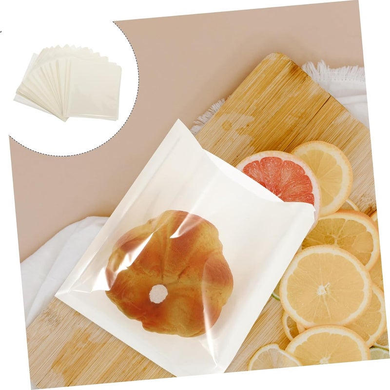 GALPADA 100pcs Oil-Resistant Sandwich Bags with Window Food-Grade Paper Baking Wrapping Pouches Portable Bakery Supply for Bread Storage and Treats - Image 4