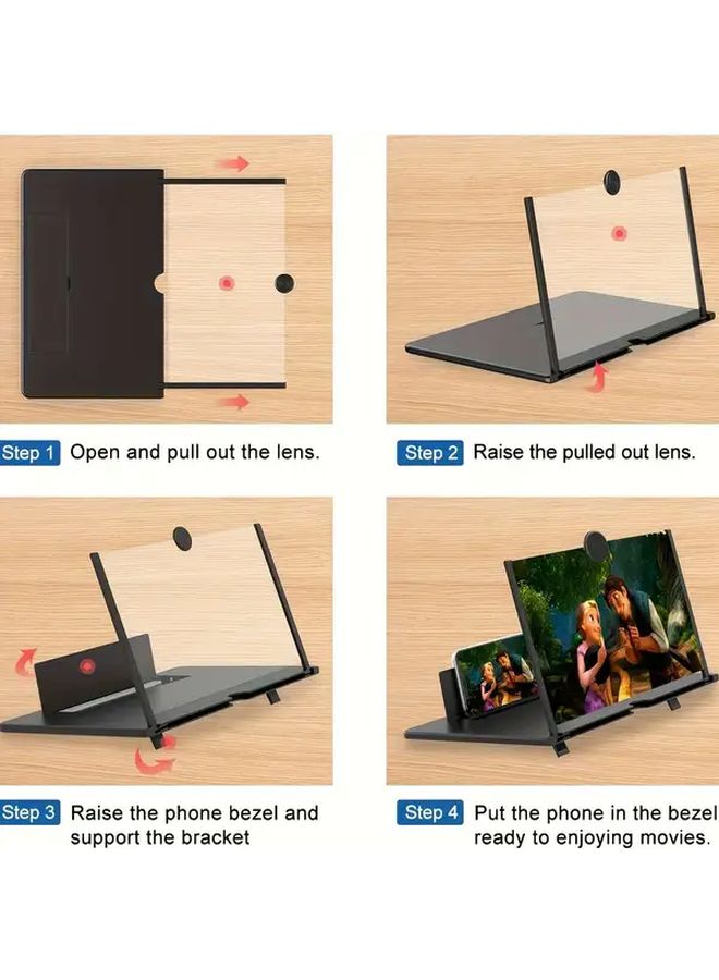 Black Foldable Phone Stand with Screen Magnification 8 in 1 Use - Image 5