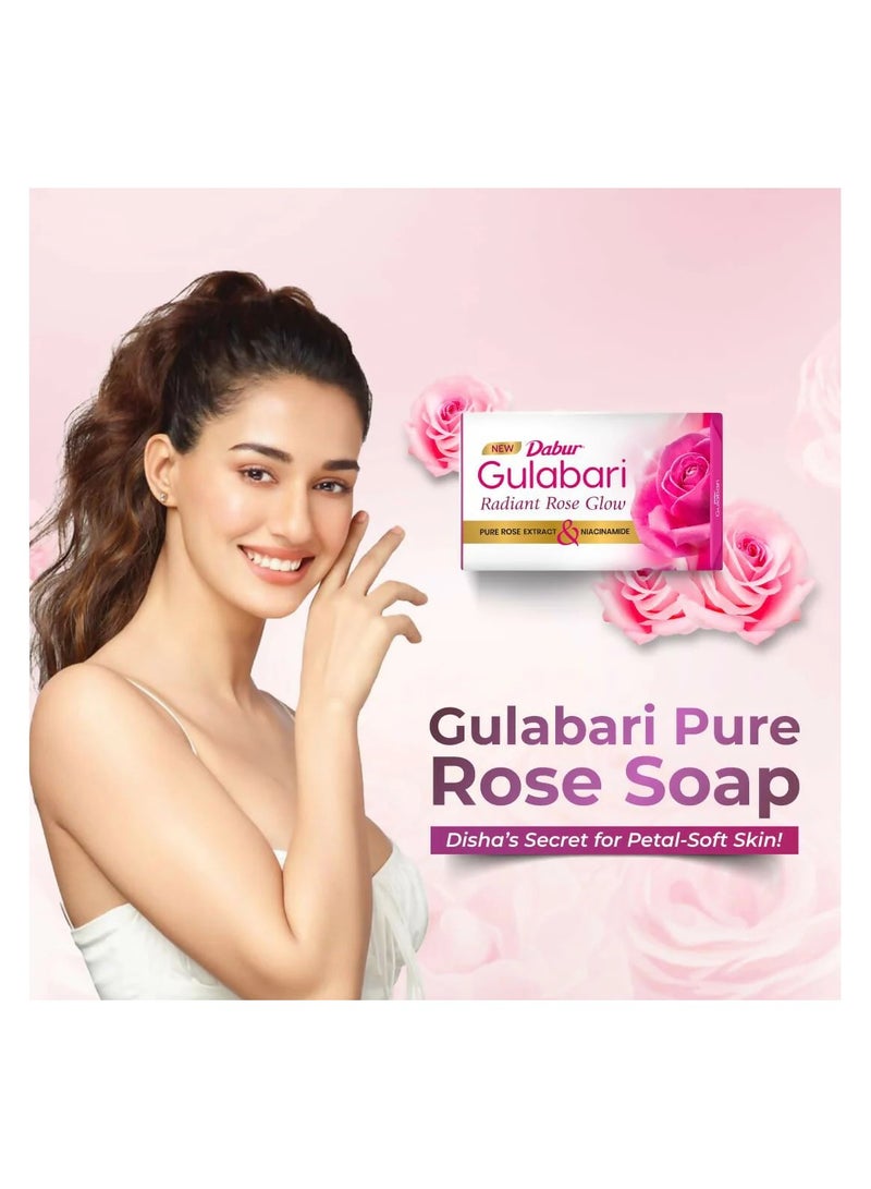 Dabur Gulabari Pure Rose Soap 150gMoisturizing Bathing Soap for Radiant Rose Glowing Skin & Body Pure Rose Extract, Glycerine & Niacinamide Long Lasting Fragrance For Men & Women - Image 1