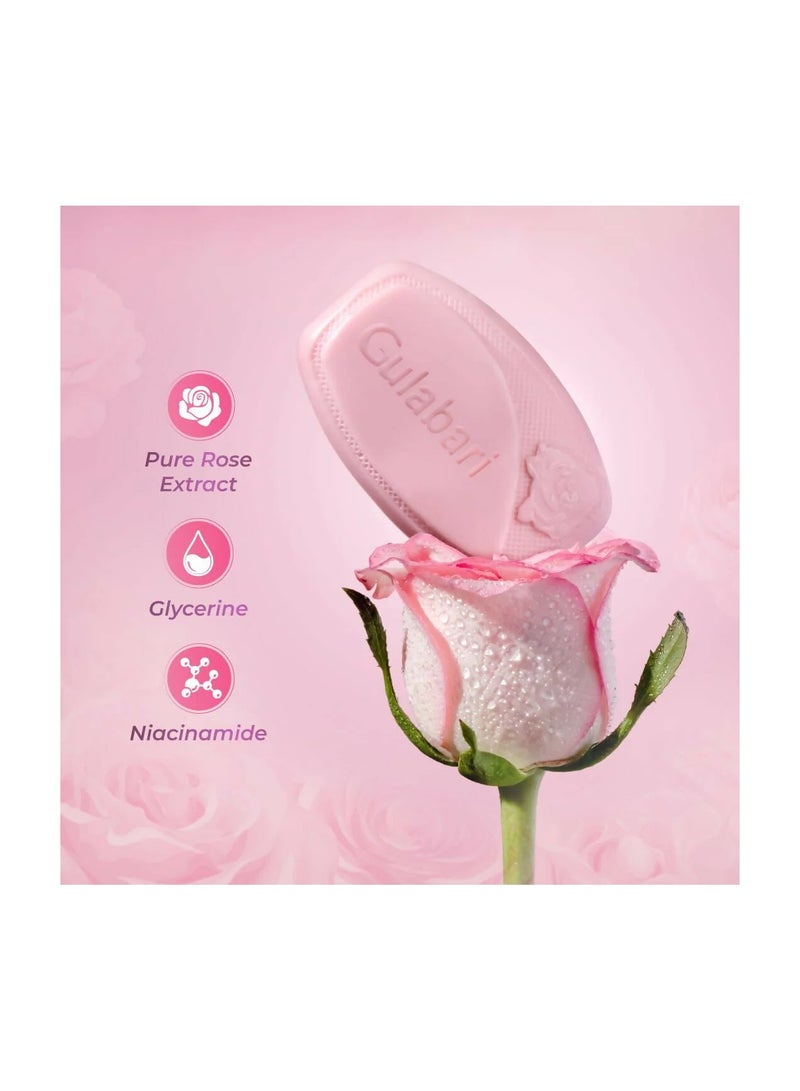 Dabur Gulabari Pure Rose Soap 150gMoisturizing Bathing Soap for Radiant Rose Glowing Skin & Body Pure Rose Extract, Glycerine & Niacinamide Long Lasting Fragrance For Men & Women - Image 3