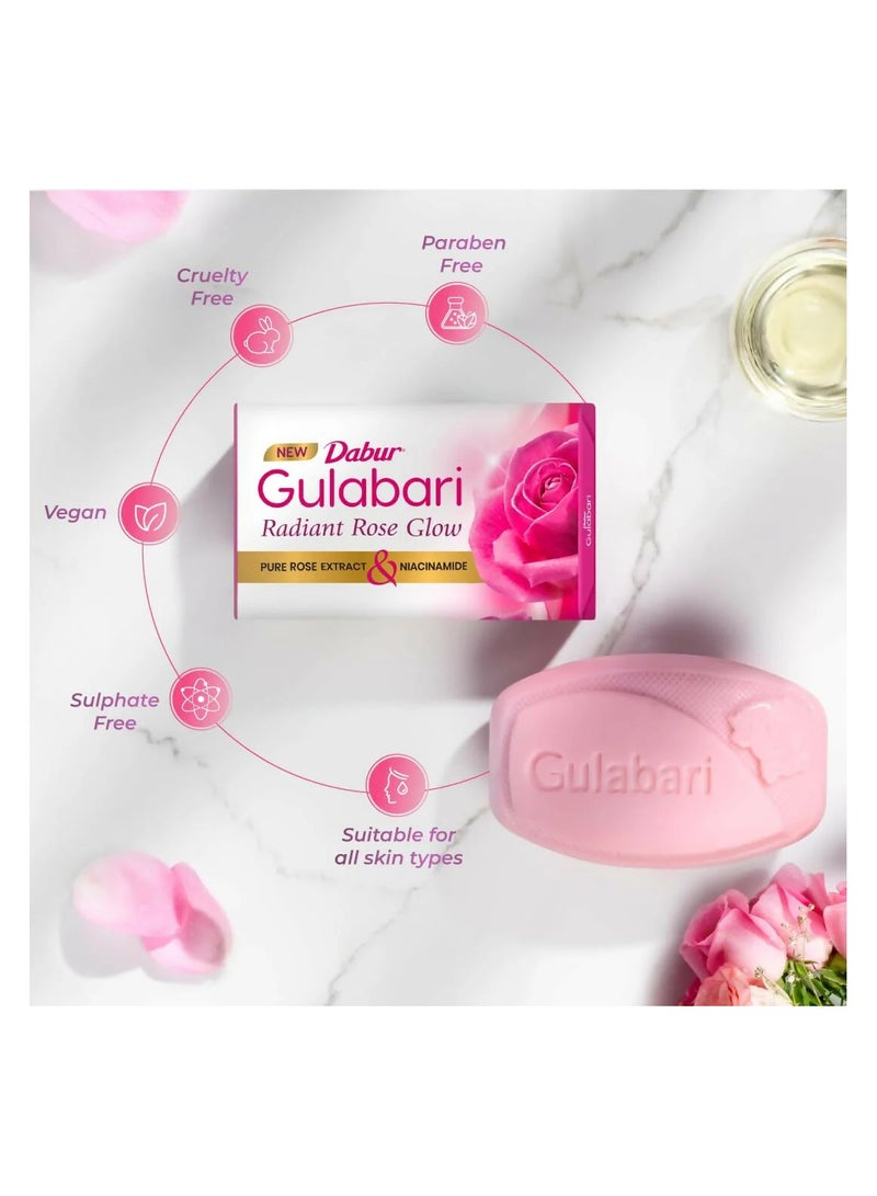 Dabur Gulabari Pure Rose Soap 150gMoisturizing Bathing Soap for Radiant Rose Glowing Skin & Body Pure Rose Extract, Glycerine & Niacinamide Long Lasting Fragrance For Men & Women - Image 4