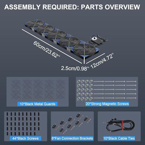 PANO-MOUNTS 120mmx5 600mm Adjustable Computer PC Vent Fans 3V-12V Speed Controller for Flexible Arrange Rack Space Window Wall Cabinet Server Mining Rig Chicken Coop Exhaust Cooling - Image 4