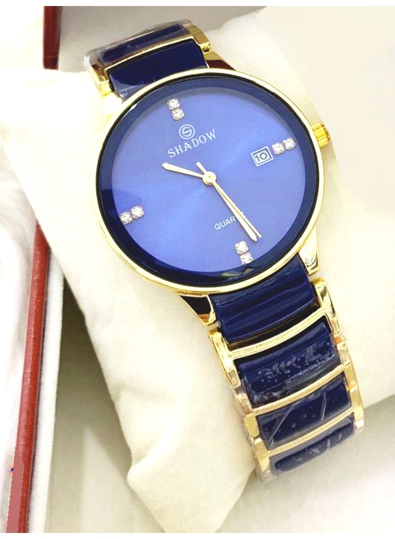 SHADOW Luxury Couple Watch Set - Premium Stainless Steel Matching His and Hers Quartz Wristwatches with Date Display & Crystal Indices - Image 5