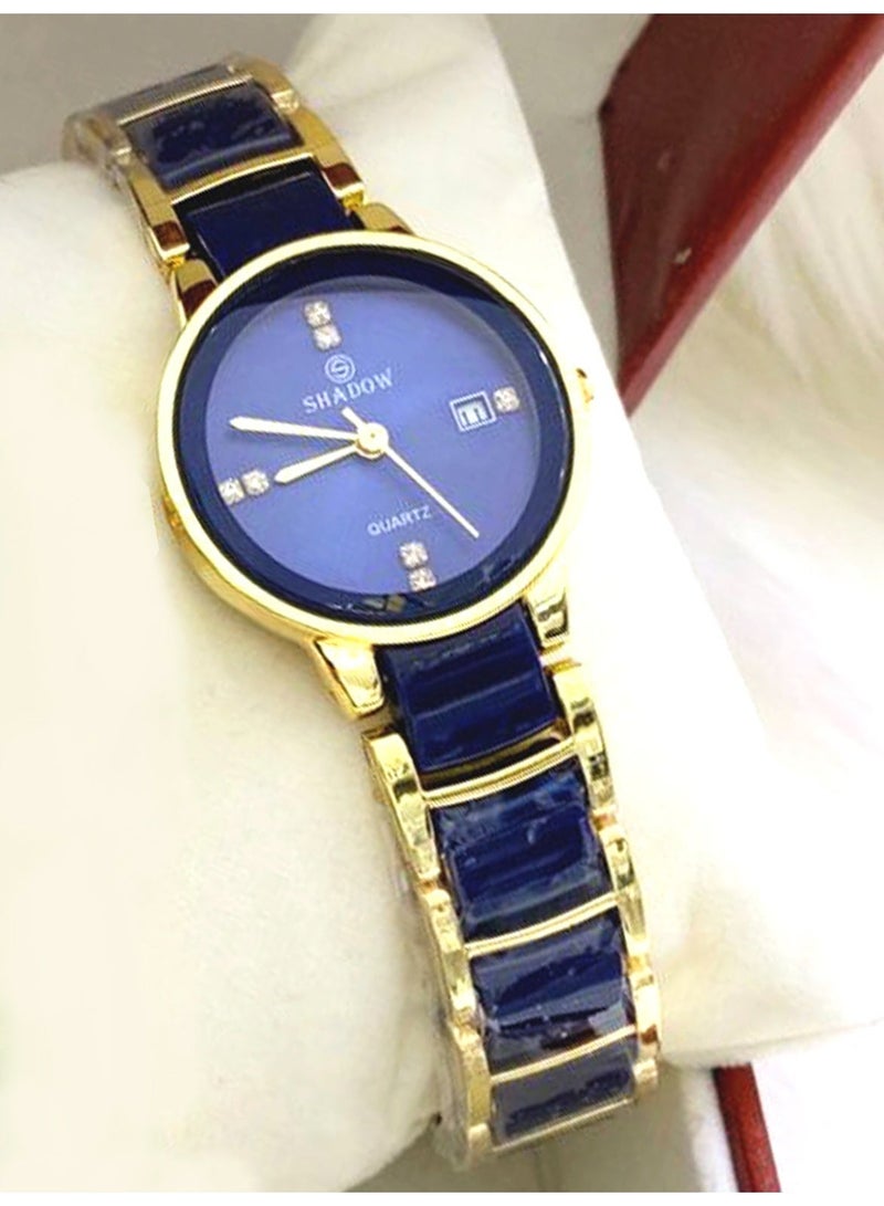 SHADOW Luxury Couple Watch Set - Premium Stainless Steel Matching His and Hers Quartz Wristwatches with Date Display & Crystal Indices - Image 3