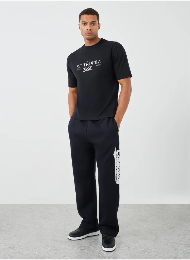 Styli Styli Slogan Print Crew Neck Oversized T-Shirt
