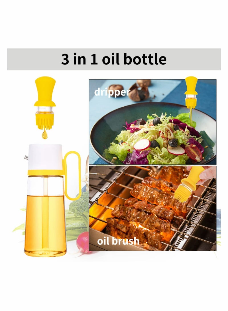 SOLARAE Glass Olive Oil Dispenser Bottle with Silicone Brush 3 In 1, Silicone Dropper Measuring Oil Dispenser Bottle for Kitchen Cooking, Frying, Baking, Vinegar Turkey BBQ Frying Baking - Image 2