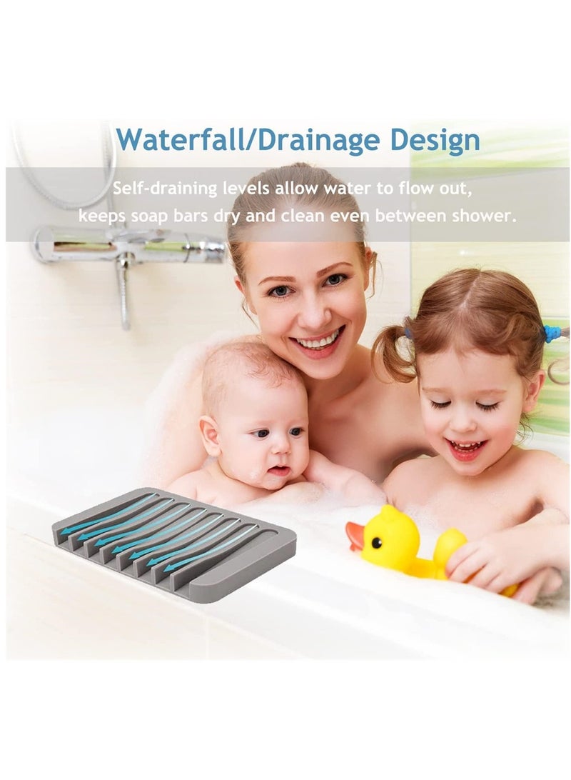 SYOSI Self Draining Soap Holder, 3 Pcs Silicone Soap Saver, Soap Saver for Shower, Bathroom, Kitchen, Bath Tub, Sponges, Keep Soap Bars Dry Clean, Easy Clean, Extend Soap Life, Easy Dry - Image 4