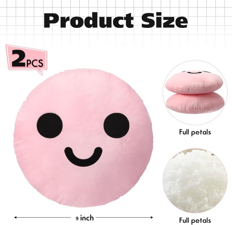 AVSHUB Soft Cute Smile Face Pillow with Fibre Filling Set of 2 | Smiley Cushion Emoji Pillow Gift for Friends, Boyfriend, Girlfriend | Cushion Use in Car, Kids & Girls Room (9 Inches) (Pink) - Image 3
