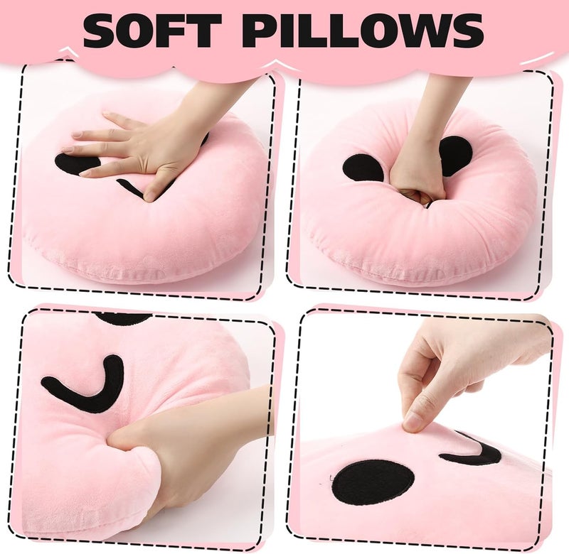 AVSHUB Soft Cute Smile Face Pillow with Fibre Filling Set of 2 | Smiley Cushion Emoji Pillow Gift for Friends, Boyfriend, Girlfriend | Cushion Use in Car, Kids & Girls Room (9 Inches) (Pink) - Image 2