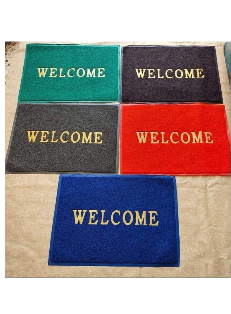 حصيرة باب مضادة للانزلاق للمنزل بعبارة «Welcome»، حصيرة من المطاط شديدة التحمل  - Image 1