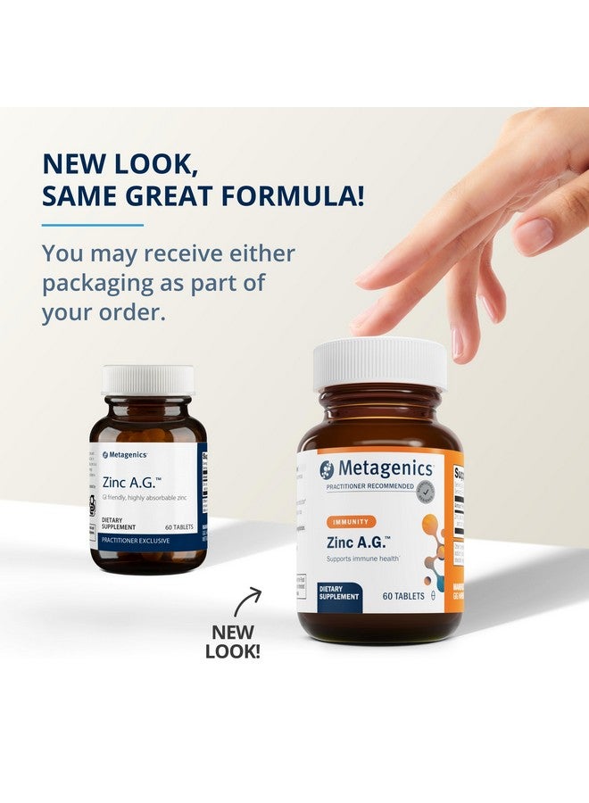 ميتاجينكس Metagenics Zinc AG - قابل للامتصاص بدرجة عالية - 20 مجم زنك - لدعم المناعة وصحة العظام واستقلاب الطاقة* - أرجينات الزنك وجليسينات الزنك - غير معدل وراثيًا وخالٍ من الجلوتين - 60 قرصًا - Image 3