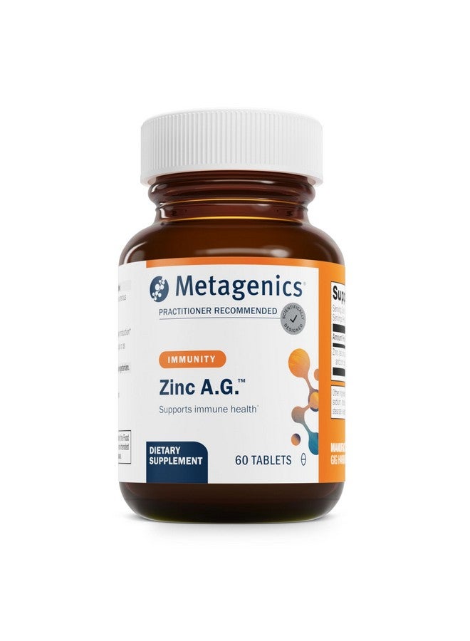 ميتاجينكس Metagenics Zinc AG - قابل للامتصاص بدرجة عالية - 20 مجم زنك - لدعم المناعة وصحة العظام واستقلاب الطاقة* - أرجينات الزنك وجليسينات الزنك - غير معدل وراثيًا وخالٍ من الجلوتين - 60 قرصًا - Image 1
