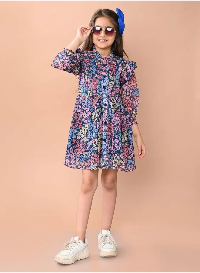 ليلك Multicolour Dresses Straight Fit made from Cotton featuring Self Design design and Round Neck neckline - Perfect for Festive!