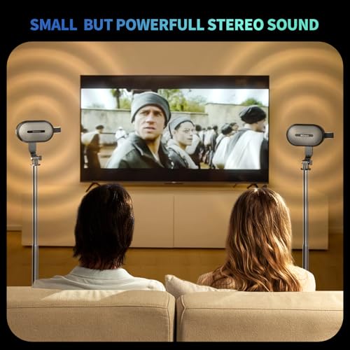 SOWO Wireless Dual Bluetooth Speakers Set, Adjustable Stands 2Pcs, High-Fidelity Stereo Sound, Smart Pairing Sync, Surround Sound with Portable Lightweight Case for Home, Travel, Party, Birthday - Image 4