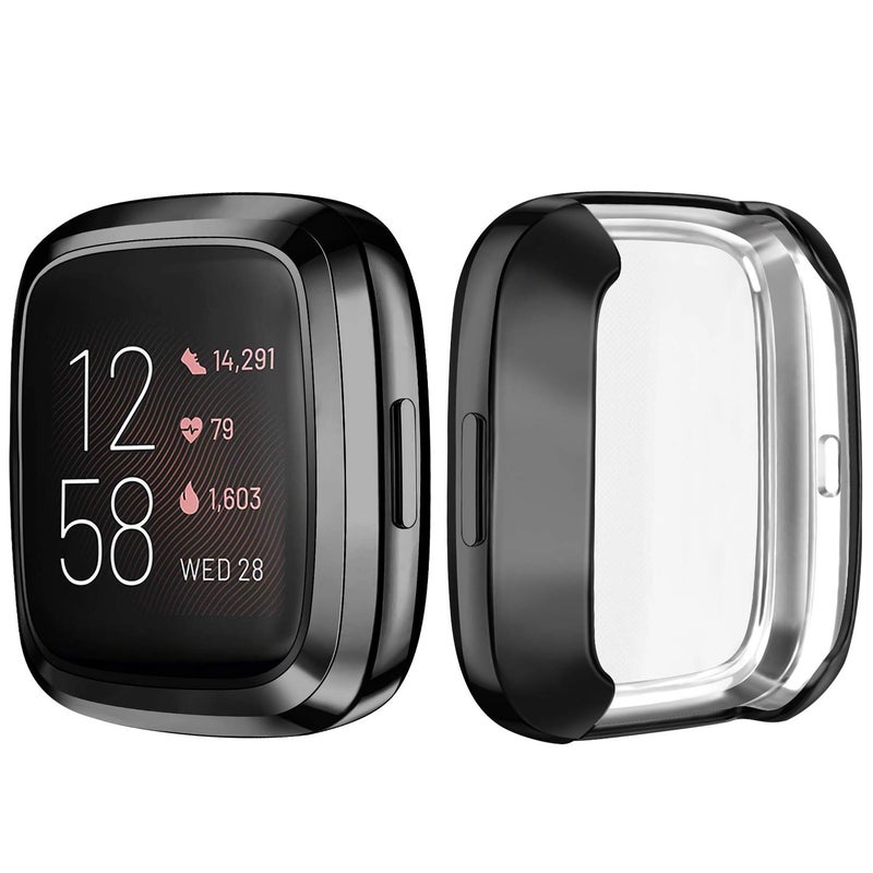 Mugust [6 Pack] Screen Protector Compatible with Fitbit Versa 2 Case, TPU Plated Full Around Protective Case Cover (Black, Space Gray, Silver, Rose Gold, Rose Pink, Clear) - Image 4