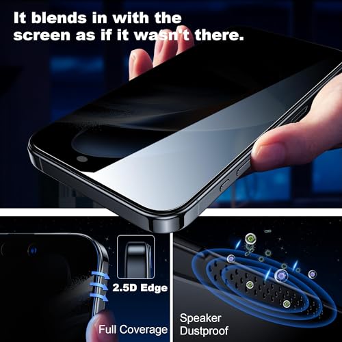 WSKEN for iPhone 15 Pro Max Privacy Screen Protector [Auto-Dust Removal] Full Coverage Screen 2.5D Edge 28 Degree 10s HD Tempered Glass Film with Dust Clean Installing House 2023 5G 6.7inch - 4 Pack - Image 5