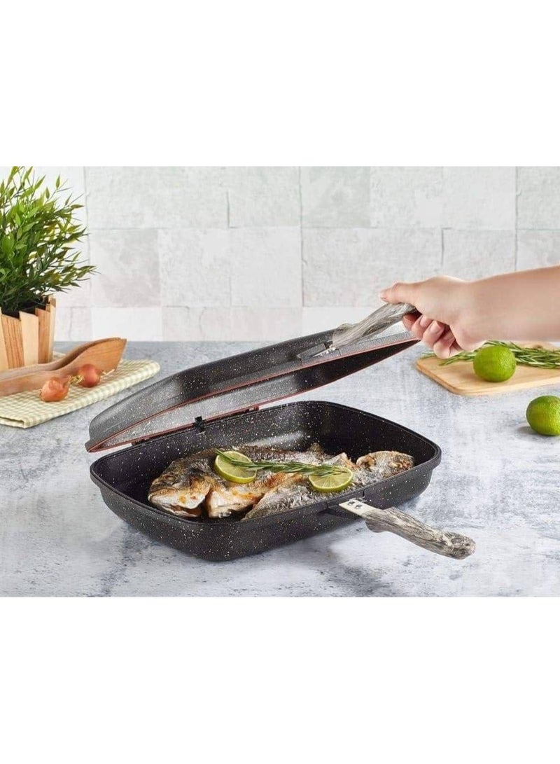 ثيرمو آد دبل جريل جرانيت مقاس 36م ماركة THERMOADصناعه تركى خامه تقيله جداً حافه عاليا مميزات أطقم THERMOAD عن غيرها قالب من الألومنيوم مطلى بطبقات من الجرانيت خامه تقيله جداً خاصية عدم الالتصاق عالية جدا خاصية عدم الخدش عالية جدا تكنولوجيا طلاء الجرانيت غير قابل للالتصاق مقاوم للحرارة حتى 220 درجة مئوية يمكن دخوله غسالة الأطباق أشكال وألوان فى منتهى الجمال والشياكة اختارى اللى يناسب حياتك وبيتك مقاس 36م الوان متنوعه - Image 1