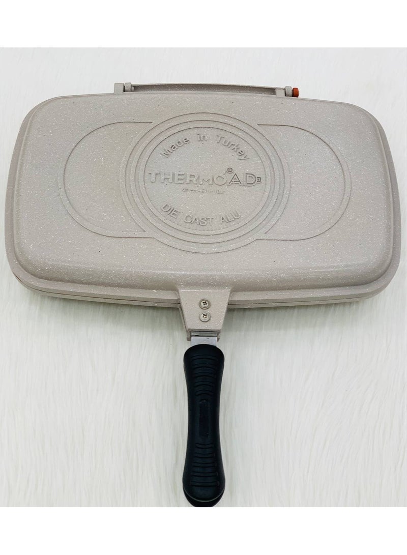 ثيرمو آد دبل جريل جرانيت مقاس 36م ماركة THERMOADصناعه تركى خامه تقيله جداً حافه عاليا مميزات أطقم THERMOAD عن غيرها قالب من الألومنيوم مطلى بطبقات من الجرانيت خامه تقيله جداً خاصية عدم الالتصاق عالية جدا خاصية عدم الخدش عالية جدا تكنولوجيا طلاء الجرانيت غير قابل للالتصاق مقاوم للحرارة حتى 220 درجة مئوية يمكن دخوله غسالة الأطباق أشكال وألوان فى منتهى الجمال والشياكة اختارى اللى يناسب حياتك وبيتك مقاس 36م الوان متنوعه - Image 2