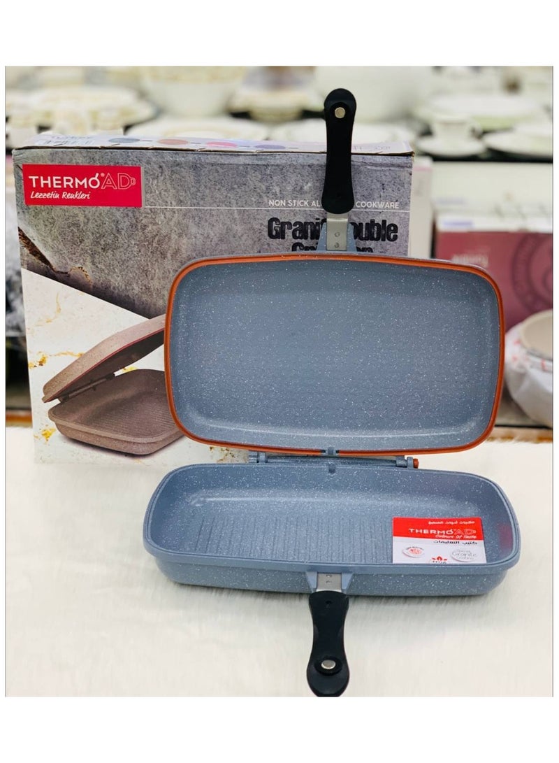 ثيرمو آد دبل جريل جرانيت مقاس 36م ماركة THERMOADصناعه تركى خامه تقيله جداً حافه عاليا مميزات أطقم THERMOAD عن غيرها قالب من الألومنيوم مطلى بطبقات من الجرانيت خامه تقيله جداً خاصية عدم الالتصاق عالية جدا خاصية عدم الخدش عالية جدا تكنولوجيا طلاء الجرانيت غير قابل للالتصاق مقاوم للحرارة حتى 220 درجة مئوية يمكن دخوله غسالة الأطباق أشكال وألوان فى منتهى الجمال والشياكة اختارى اللى يناسب حياتك وبيتك مقاس 36م الوان متنوعه - Image 3