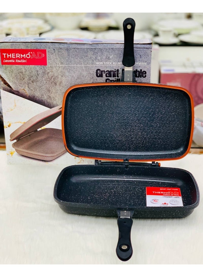 ثيرمو آد دبل جريل جرانيت مقاس 36م ماركة THERMOADصناعه تركى خامه تقيله جداً حافه عاليا مميزات أطقم THERMOAD عن غيرها قالب من الألومنيوم مطلى بطبقات من الجرانيت خامه تقيله جداً خاصية عدم الالتصاق عالية جدا خاصية عدم الخدش عالية جدا تكنولوجيا طلاء الجرانيت غير قابل للالتصاق مقاوم للحرارة حتى 220 درجة مئوية يمكن دخوله غسالة الأطباق أشكال وألوان فى منتهى الجمال والشياكة اختارى اللى يناسب حياتك وبيتك مقاس 36م الوان متنوعه - Image 4