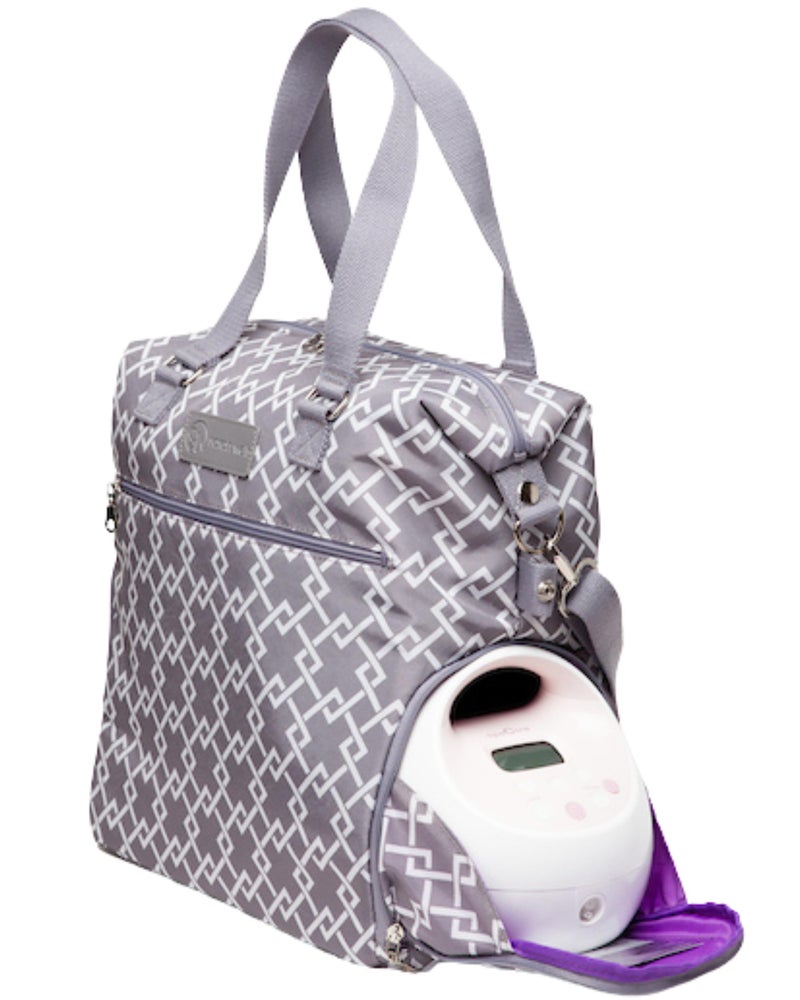 Sarah Wells Lizzy Breast Pump Bag Stylish Pump Tote with Insulated Cooler Pocket Laptop Sleeve Spacious Side Compartment Fits Portable Pumps More EasyClean Lightweight Breastfeeding Bag Grey - Image 2