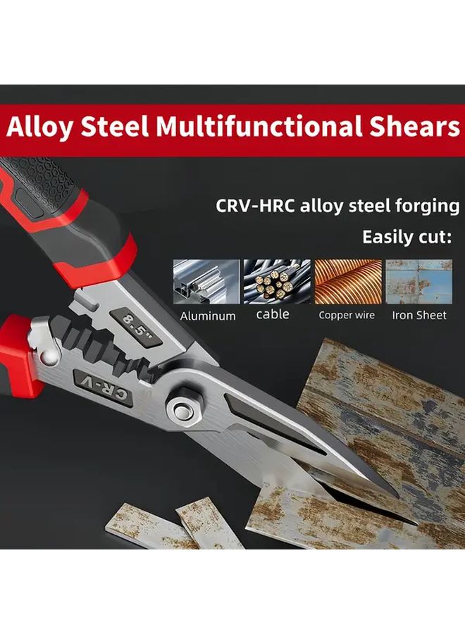 Heavy Duty Metal Tin Shear With Ergonomic Handle Safety Lock Industrial Carbon Steel - Image 2