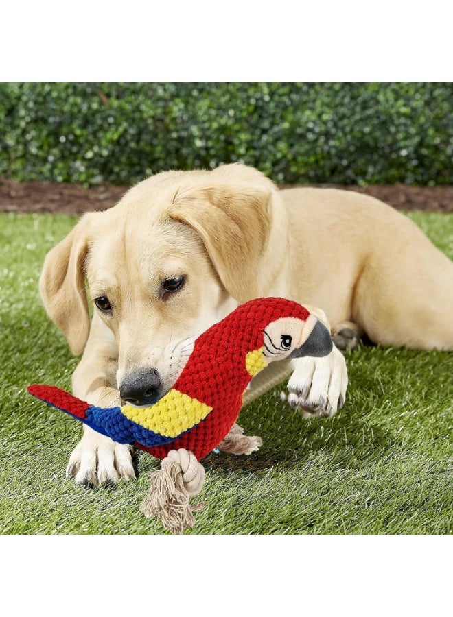 NNC PETS Dog toy for Aggressive chewers, Tear-resistant squeaky plush dog toy with Parrot theme, Interactive parrot squeaky dog toy for teeth cleaning and Stress relief, Ideal for All-sized breeds (Red) - Image 2