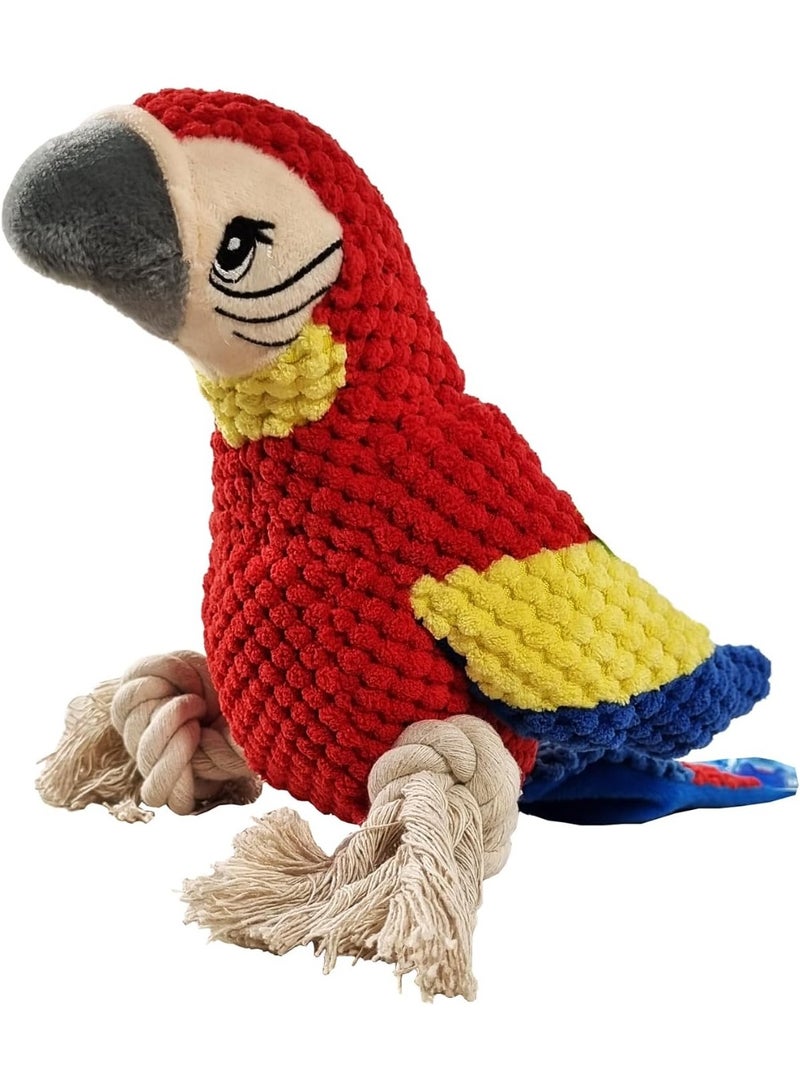 NNC PETS Dog toy for Aggressive chewers, Tear-resistant squeaky plush dog toy with Parrot theme, Interactive parrot squeaky dog toy for teeth cleaning and Stress relief, Ideal for All-sized breeds (Red) - Image 1