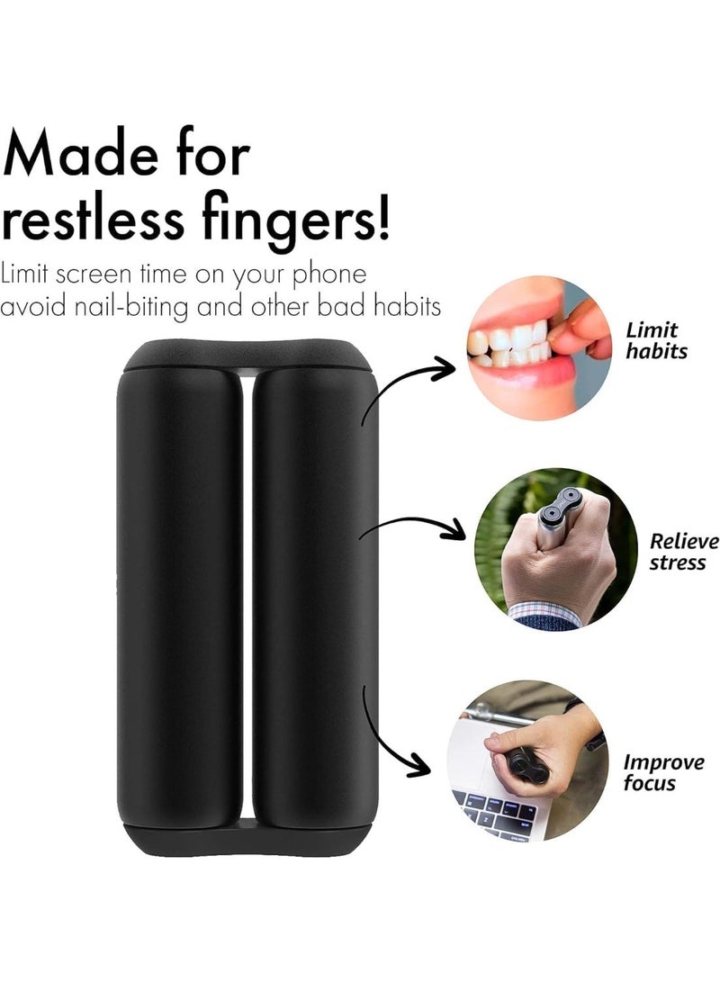 BIGTHREE Roller-Handheld Fidget Toy for Adults, Handheld Stress Relief & Anxiety Reducer, Portable Metal Sensory Toy for Focus, Skin Picking Relief & Fine Motor Skills, for Men Women (Black) - Image 5