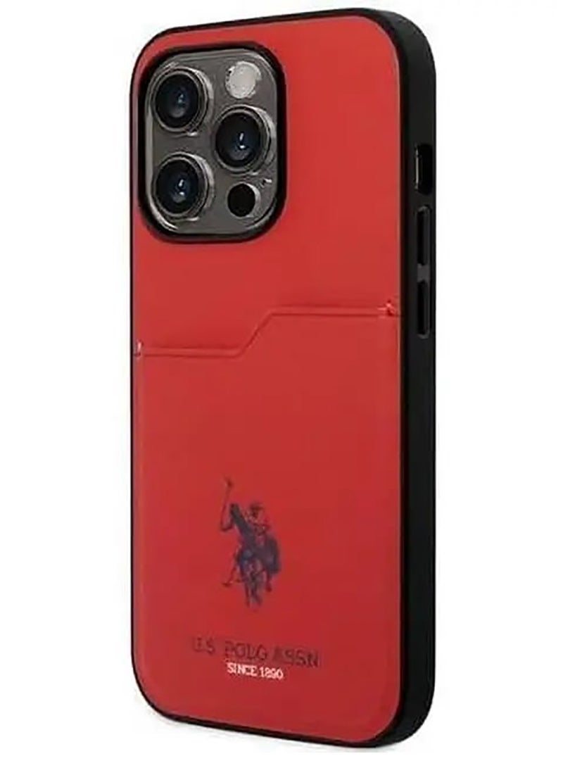 U.S.Polo PU Card Slot DH Hard Case for iPhone 15 Pro - Red - Image 5