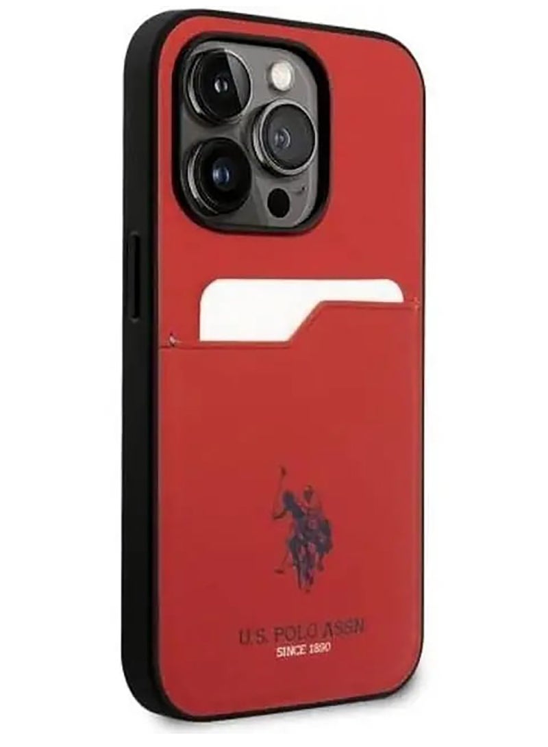 U.S.Polo PU Card Slot DH Hard Case for iPhone 15 Pro - Red - Image 4
