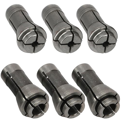 Quweiz 6 Pack Die Grinder Collet, Grinding Machine Clamping Collet Adapter 1/4" and 1/8" Arbors Shanks, 3 Pack 3mm and 3 Pack 6mm Grinding Machine Clamp - Image 1