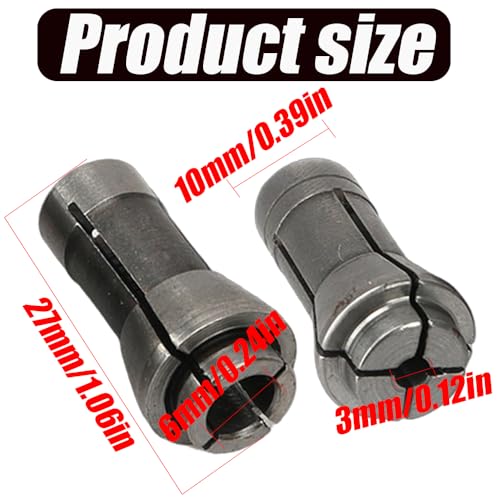 Quweiz 6 Pack Die Grinder Collet, Grinding Machine Clamping Collet Adapter 1/4" and 1/8" Arbors Shanks, 3 Pack 3mm and 3 Pack 6mm Grinding Machine Clamp - Image 2