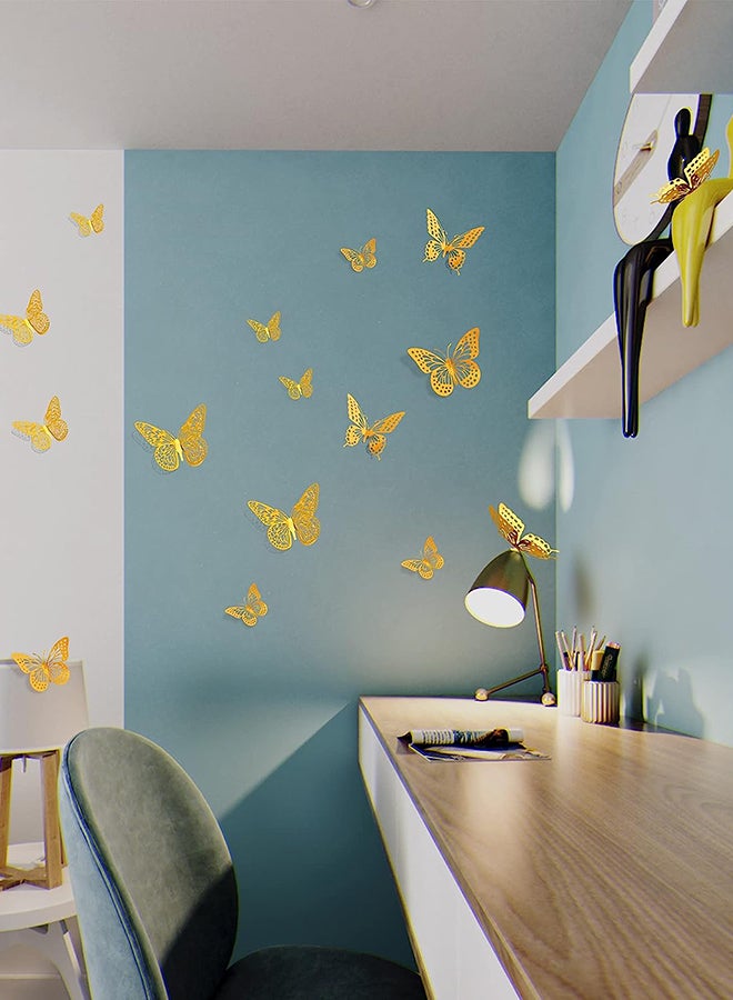 SAOROPEB 48-Piece 3D Butterfly Wall Decor 4 Styles 3 Sizes, Gold Butterfly Decorations - Image 4