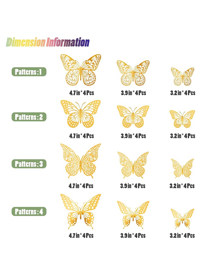 SAOROPEB 48-Piece 3D Butterfly Wall Decor 4 Styles 3 Sizes, Gold Butterfly Decorations - Image 2
