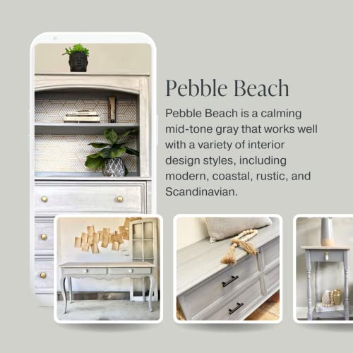 Country Chic Paint Country Chic All-in-One Chalk Paint for Furniture, Cabinets, Home Decor, Eco-Friendly, Matte Finish, Built-In Primer & Top Coat for Wood, Metal - Pebble Beach (Grey) - Pint 16 oz (475 ml) - Image 3