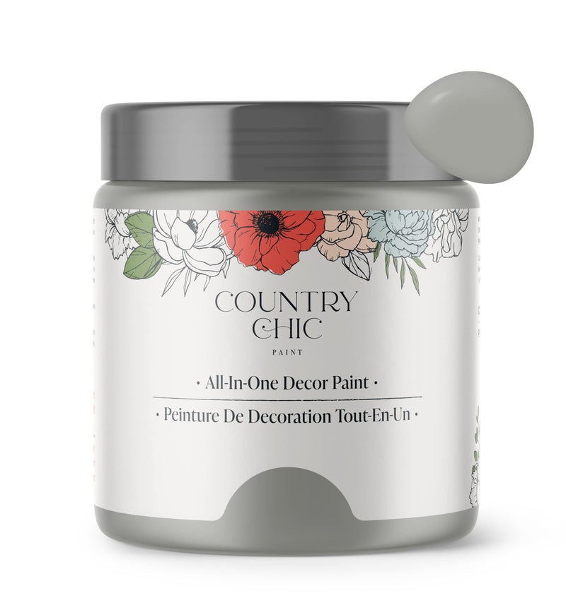 Country Chic Paint Country Chic All-in-One Chalk Paint for Furniture, Cabinets, Home Decor, Eco-Friendly, Matte Finish, Built-In Primer & Top Coat for Wood, Metal - Pebble Beach (Grey) - Pint 16 oz (475 ml) - Image 1