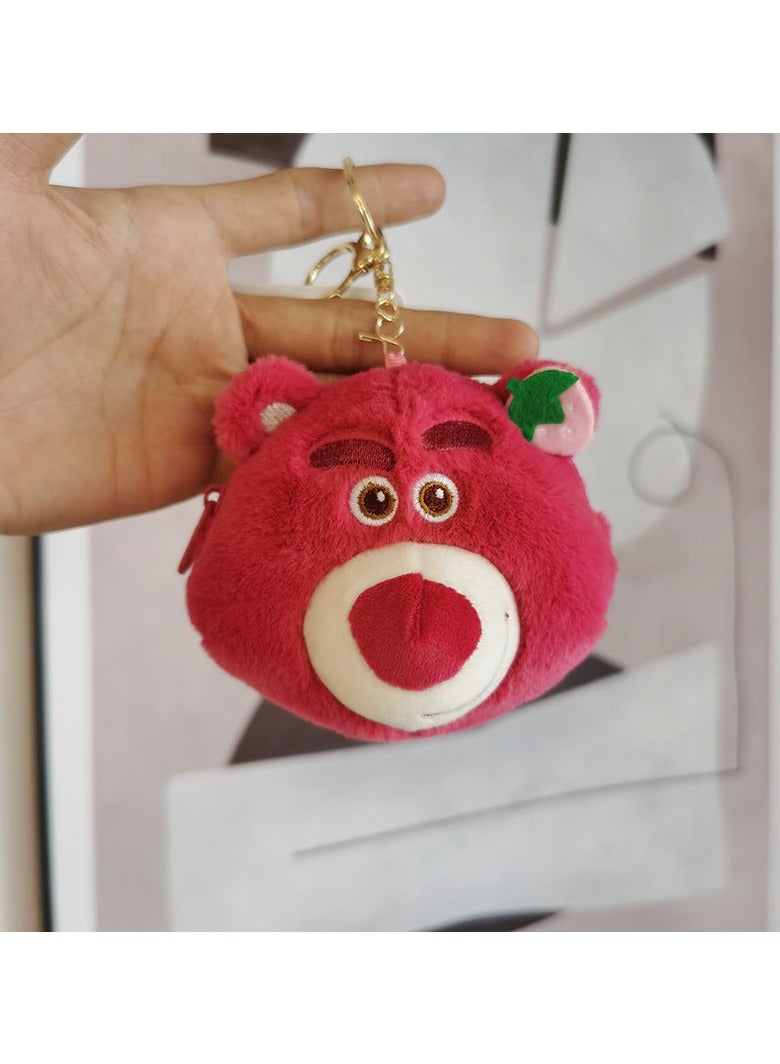 general 4pcs Cute StellaLou, Linabell strawberry bear coin purse keychain charm cartoon plush doll bag charm - Image 4
