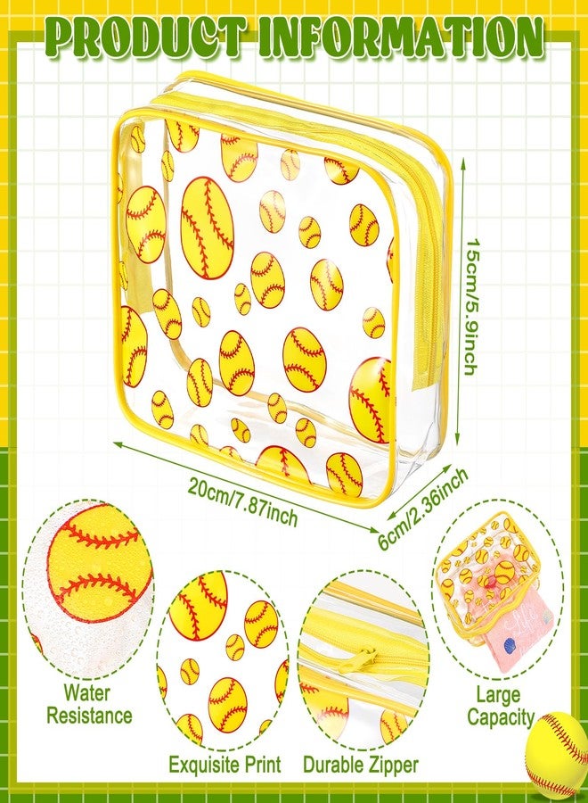 Kacctyen 20 Packs Softball Gifts Makeup Bag Accessories Sport Clear Theme Cosmetic Bag 8 x 6 x 2.4'' Waterproof Travel Pouch PVC Organizer Purse Portable Toiletry Storage Case for Women - Image 3